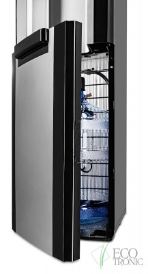 Кулер для воды Ecotronic P8-LX Black с нижней загрузкой бутыли
Артикул - 03815
Установка - Напольный
Установка бутыли - Нижняя
Тип охлаждения - компрессорное
Охлаждение -3 л/ч (5-10 C°) 
Мощность охлаждения - 90 Вт.
Нагрев - 5 л/ч (85-95 C°)
Мощность нагрева - 500 Вт.
Габариты (шгв) - 32х35х103.5 см
Вес - 18.72 кг. 
Гарантийный срок - 1 год
Страна производства - Китай Кулер для воды Ecotronic P8-LX Black с нижней загрузкой бутыли