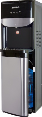 Кулер для воды Aqua Work R71-T с нижней загрузкой бутыли
Артикул - 02833
Установка - Напольный
Установка бутыли - Нижняя
Тип охлаждения - компрессорное
Охлаждение -2 л/ч (5-10 C°) 
Мощность охлаждения - 150 Вт.
Нагрев - 4 л/ч (85-95 C°)
Мощность нагрева - 420 Вт.
Габариты (шгв) - 36х34х106 см
Вес - 18 кг. 
Гарантийный срок - 2 года
Страна производства - Китай Кулер для воды Aqua Work R71-T с нижней загрузкой бутыли